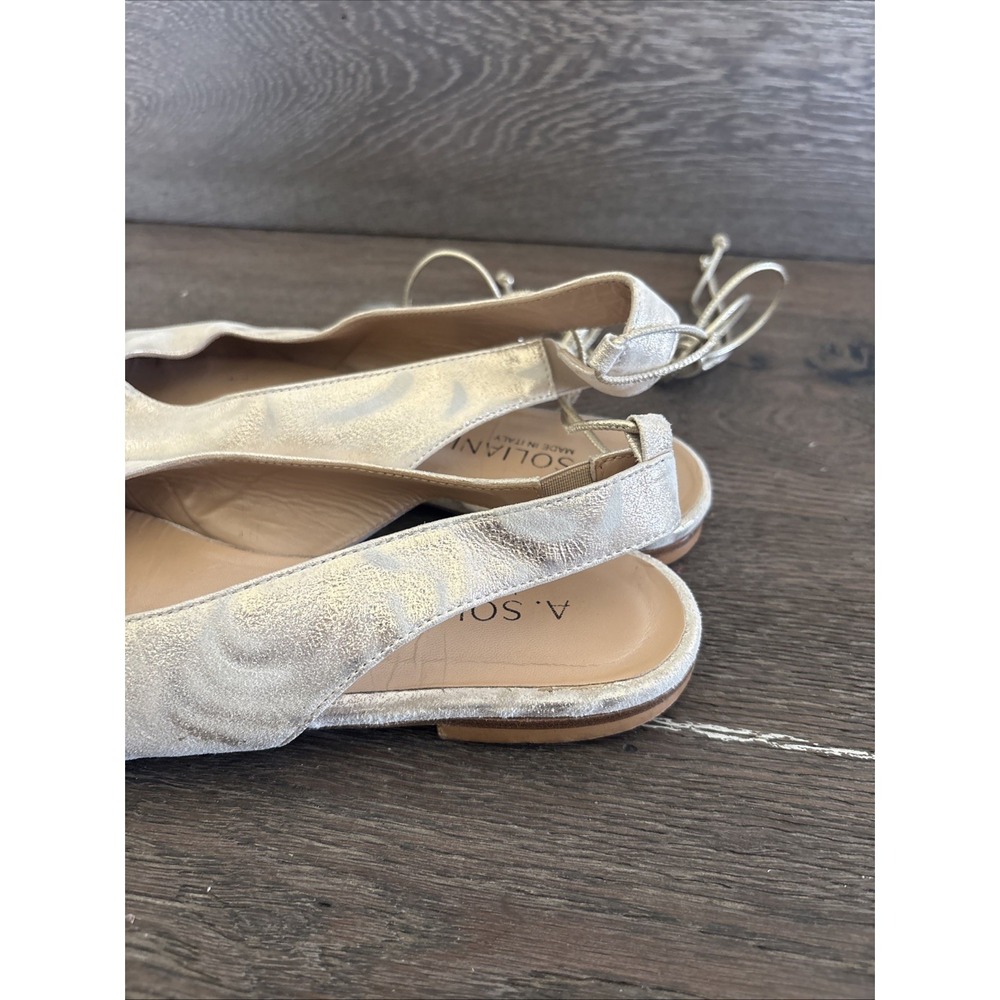 A. Soliani Metallic Flats Lace Up Size 40 Gold - Picture 6 of 9